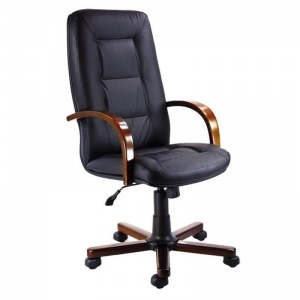 Кресло руководителя Verona, кожа черная, металл коричневый
