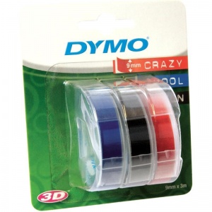 Картридж оригинальный Dymo Omega S0847750, 9мм x  3м, белый-черный/синий/красный, 3шт.