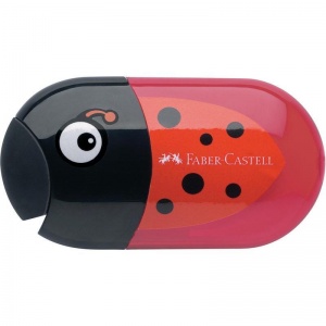 Точилка ручная пластиковая Faber-Castell Ladybug (2 отверстия, с ластиком и контейнером)