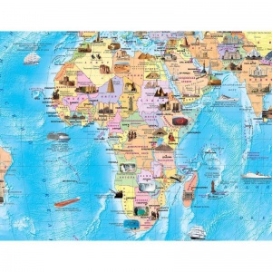 Настенная политическая карта мира (масштаб 1:34 млн) достопримечательности и флаги