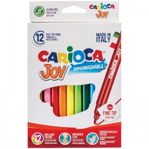 Набор фломастеров 12 цветов Carioca Joy (линия 1-2.6мм, смываемые) картонная упаковка (40614)