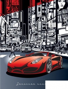 Записная книжка А6 Plano "Красное Авто", 80 листов, клетка, обложка 7Бц