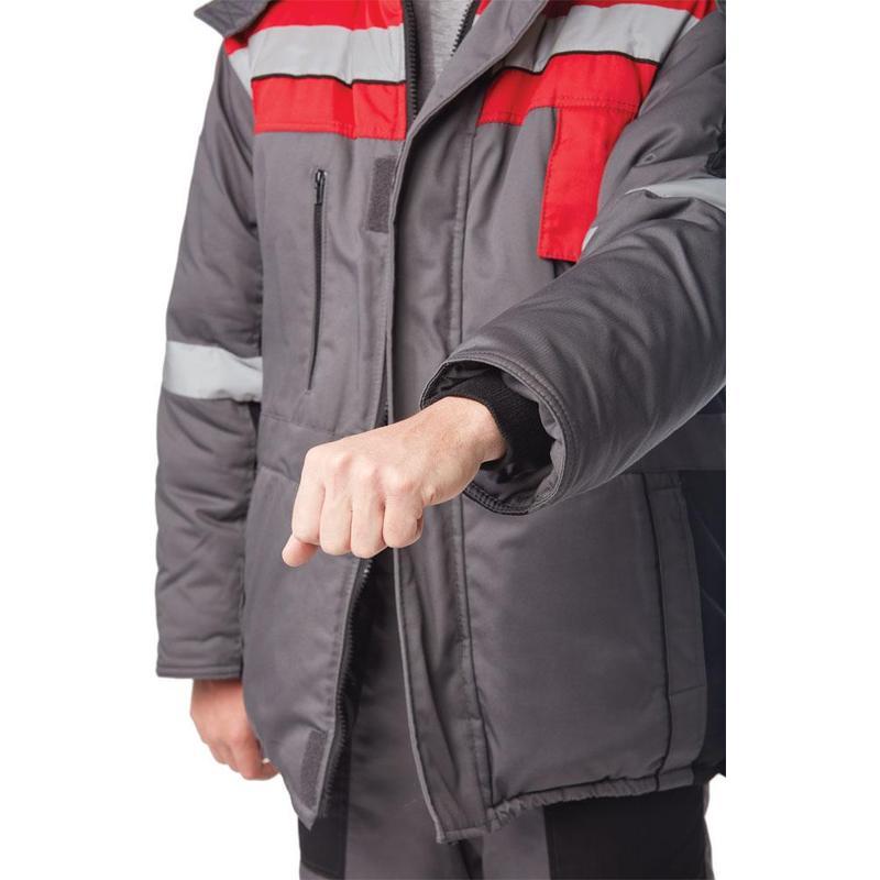 Спец.одежда Костюм зимний мужской з33-КПК с СОП, серый/красный (размер 60-62, рост 170-176)