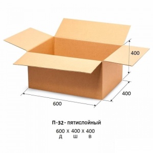 Короб картонный 600x400x400мм, картон бурый П-32, 10шт.