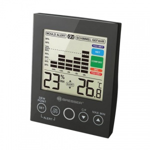 Гигрометр Bresser Mould Alert, термометр, график изменений за 24 часа, черный (73274)