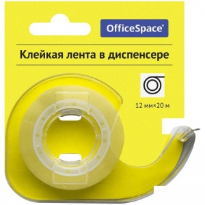 Клейкая лента (скотч) канцелярская в диспенсере OfficeSpace (12мм x 20м, прозрачная) (288235), 24 уп.