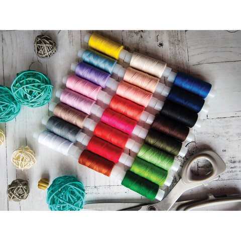 Набор швейных ниток Остров Сокровищ, 24 цвета по 150м, в тубе, 40 ЛШ, 3 уп. (662788)