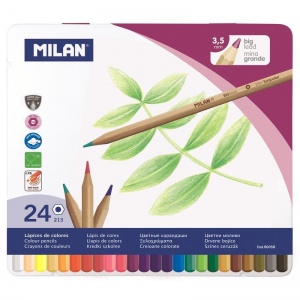 Карандаши цветные 24 цвета Milan 213 (L=175мм, D=6.4мм, d=3.5мм, 6гр) (80058)