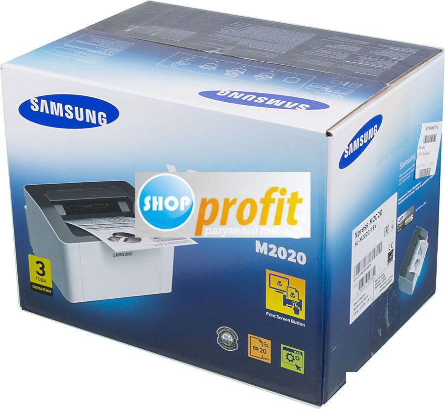 Принтер лазерный монохромный Samsung Xpress SL-M2020, белый/черный, USB (SL-M2020/FEV)