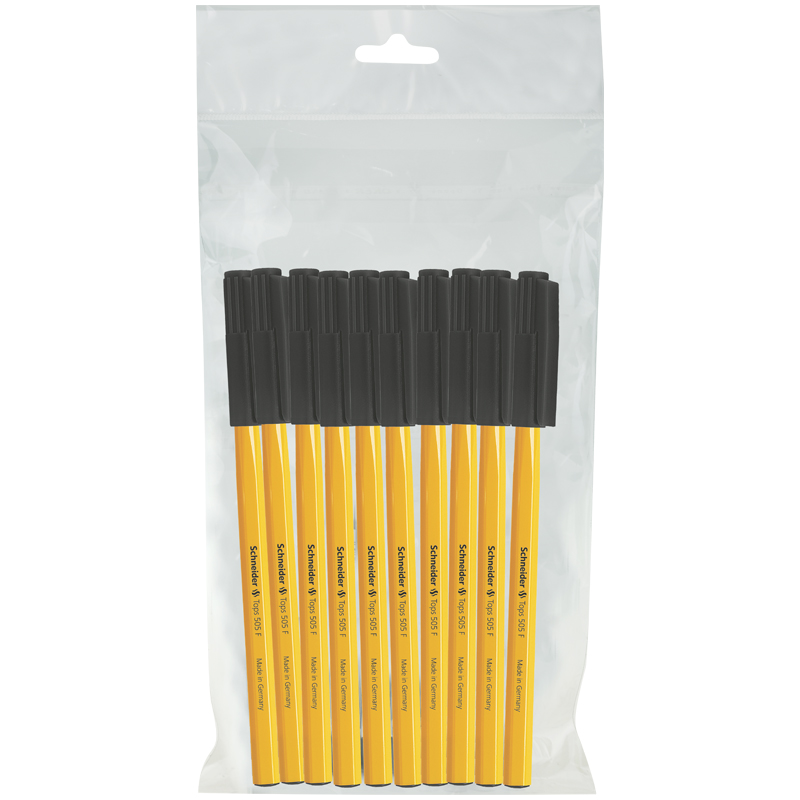 Набор шариковых ручек Schneider Tops 505 F (0.4мм, черный цвет чернил, оранжевый корпус) 10шт. (150501/10)