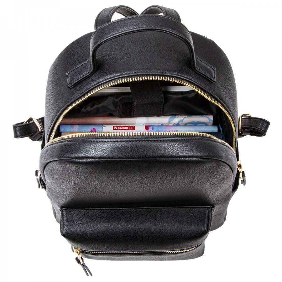 Рюкзак женский Brauberg Podium, экокожа, с отделением для планшета, черный, 34x25x13см (270817)