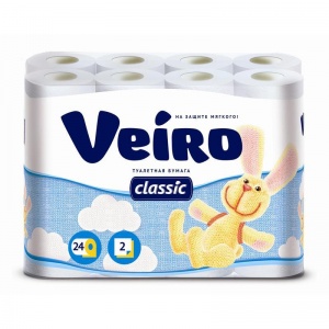 Бумага туалетная 2-слойная Veiro Classic, белая, 17.5м, 24 рул/уп (5С224), 3 уп.