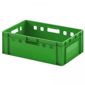 Ящик (лоток) мясной, ПНД, 600x400x200мм, морозостойкий ударопрочный, зеленый (12.422.70.PER)