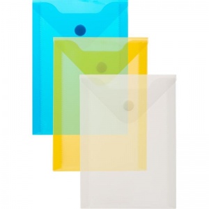 Папка-конверт на кнопке Attache (А6, 180мкм, до 80л., пластик, вертикальная) цветная, 10шт.