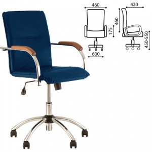 Кресло офисное Nowy Styl Samba GTP, кожзам синий, хром