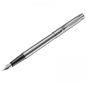 Ручка перьевая Diplomat Traveller stainless steel F, синяя, корпус серебристый (D10057495)