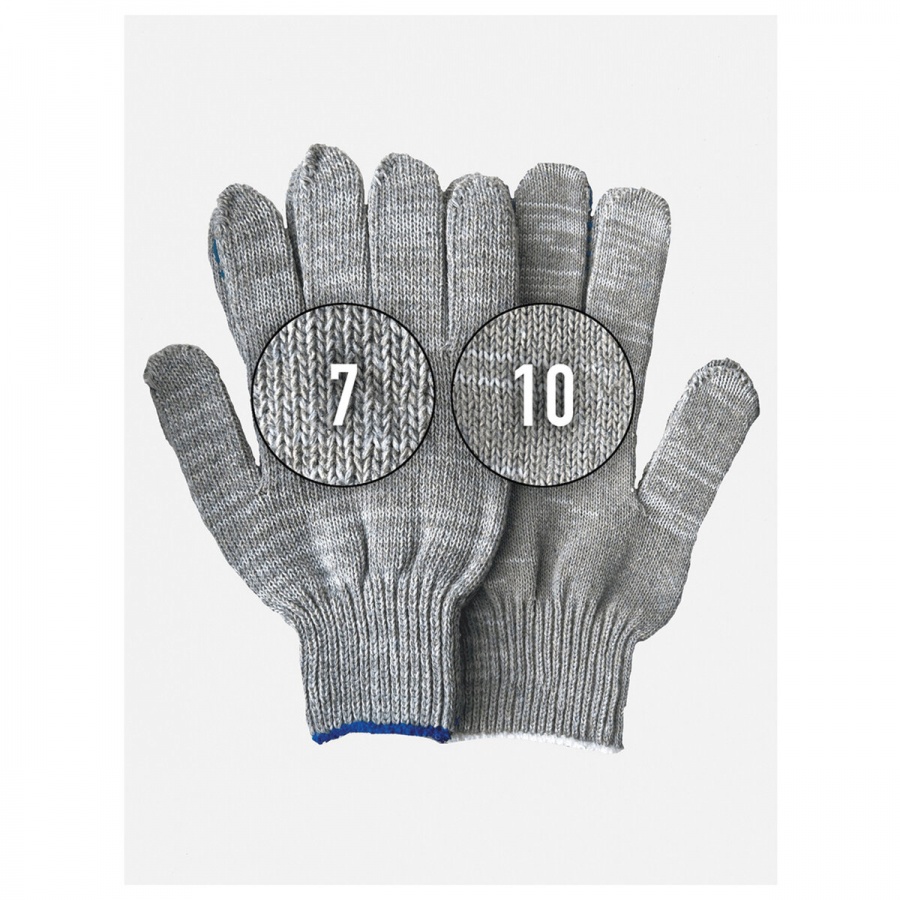 Перчатки защитные хлопковые Лайма Люкс 2, плотные, 10 класс, покрытие ПВХ-точка, серые, 100 пар (608679)
