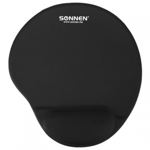 Коврик для мыши Sonnen, полиуретан+лайкра, с подушкой под запястье, черный (513299)