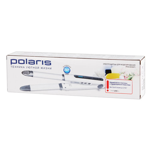 Мультистайлер для волос Polaris PHS 6559KTi, выпрямление/завивка, 6 режимов, белый