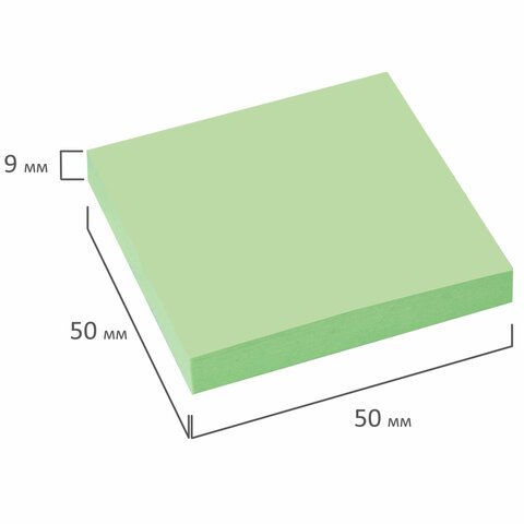 Стикеры (самоклеящийся блок) Staff, 50x50мм, зеленый, 100 листов (127144)