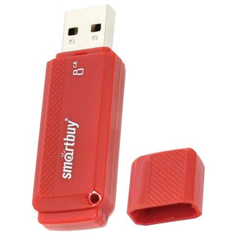 Флэш-диск USB 8Gb SmartBuy Dock, красный (SB8GBDK-R), 180шт.