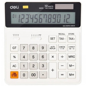 Калькулятор бухгалтерский Deli EM01010 (12-разрядный) белый