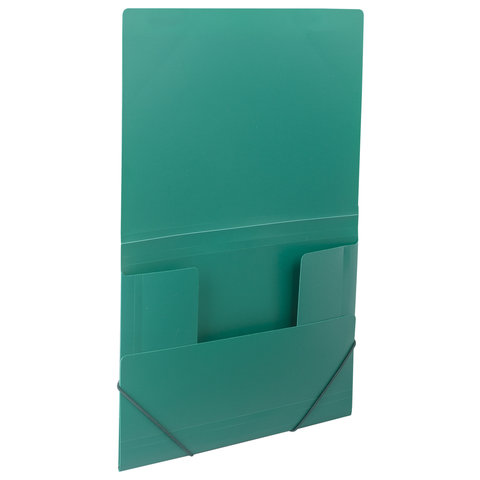 Папка на резинках пластиковая Brauberg стандарт (А4, 500мкм, до 300 листов) зеленый (221621)
