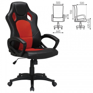 Кресло руководителя Brabix Rider EX-544, экокожа черная/ткань красная, пластик (531583)