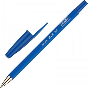 Ручка шариковая Attache Style (0.5мм, синий цвет чернил, прорезиненный корпус) 1шт.