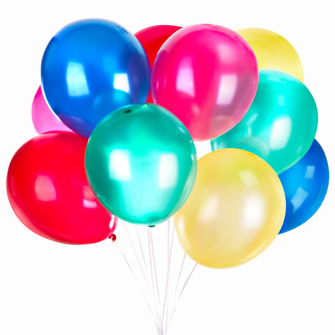 Воздушные шары Золотая Сказка, 10&quot; (25см), металлик, 5 цветов, пакет, 10шт. (105010)