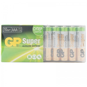 Батарейка GP Super AAA/LR03 (1.5 В) алкалиновая (картон, 10шт.) (GP 24A-2CRB10)