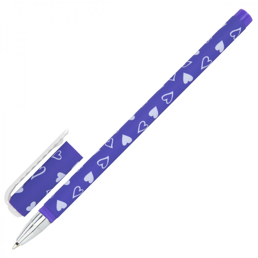 Ручка шариковая Brauberg Soft Touch Stick Fresh Zone Hearts (0.35мм, синий цвет чернил, мягкое покрытие) 36шт. (143700)