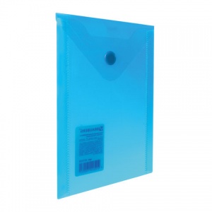 Папка-конверт на кнопке Brauberg (А6, 105х148мм, 180мкм, пластик) синяя (227317)
