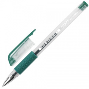 Ручка гелевая Staff (0.35мм, зеленый, резиновая манжетка) 36шт. (141825)