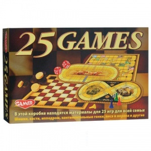 Игра настольная "25 Игр для всей семьи" (4 поля, комплект шашек, кости) (1169HA)