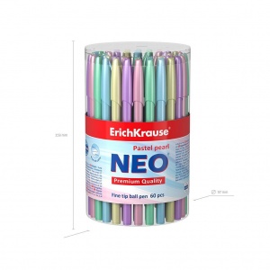 Ручка шариковая Erich Krause Neo Pastel pearl (0.26мм, синий цвет чернил, круглый корпус игольчатый наконечник) 60шт.