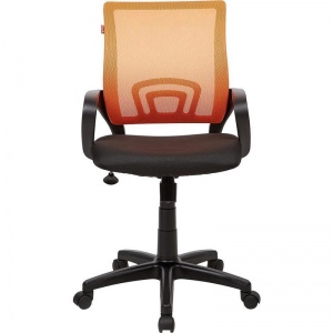 Кресло офисное Easy Chair 304, ткань черная, сетка оранжевая, пластик