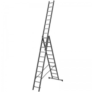Лестница складная Alutek, алюминиевая, трехсекционная, 3x11 ступени