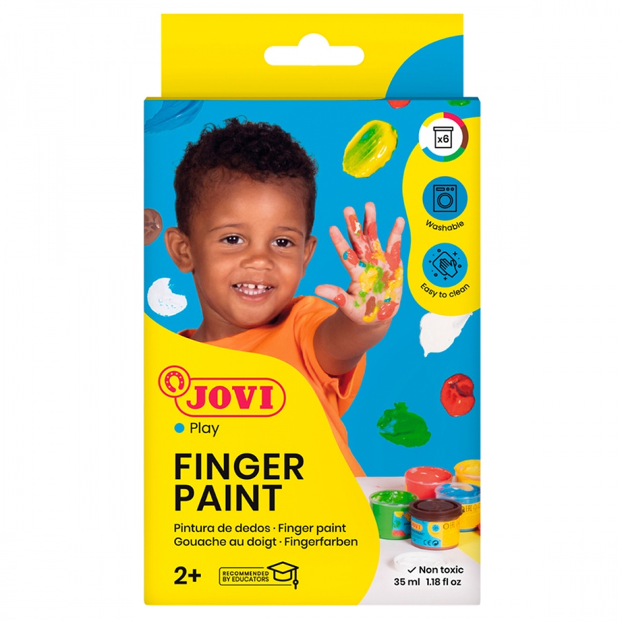 Краски пальчиковые 6 цветов Jovi, по 35мл, картонная упаковка (540B)
