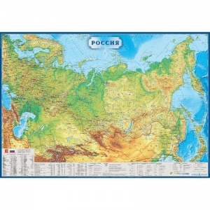 Настенная физическая карта России, полезные ископаемые (масштаб 1:5.5 млн)