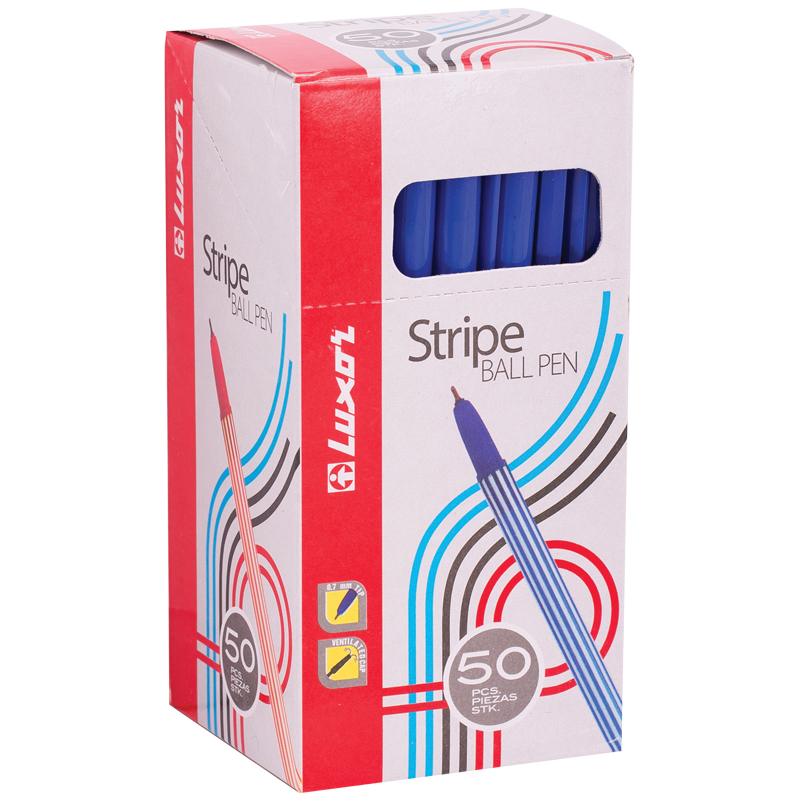 Ручка шариковая Luxor Stripes (0.8мм, синий цвет чернил) 50шт. (31131)
