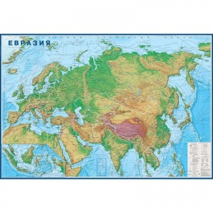 Настенная физико-политическая карта Евразии (масштаб 1:9 000 000)