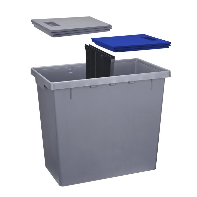 Контейнер для раздельного сбора мусора Idea, 2x20л, пластик серый/синий/черный