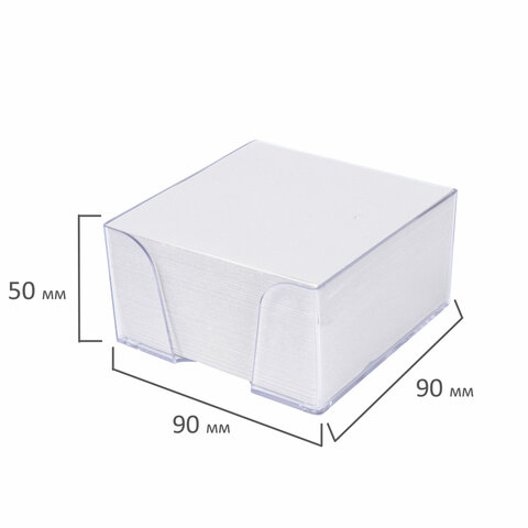 Блок-кубик для записей Staff, 90x90x50мм, белый, белизна 70-80%, прозрачный бокс (129194)