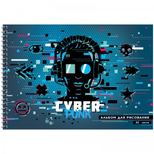 Альбом для рисования А4, 32л ArtSpace "Стиль. Cyber punk" (100 г/кв.м, спираль) 6шт. (А32сп_36064)