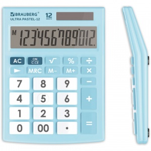 Калькулятор настольный Brauberg Ultra Pastel-12-LB (12-разрядный) голубой (250502), 20шт.