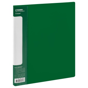 Папка-скоросшиватель с пружинным механизмом Стамм "Стандарт" (А4, 17мм, 700мкм, пластик) зеленая (ММ-30647)