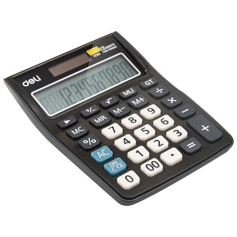 Калькулятор настольный Deli E1238 (12-разрядный) черный