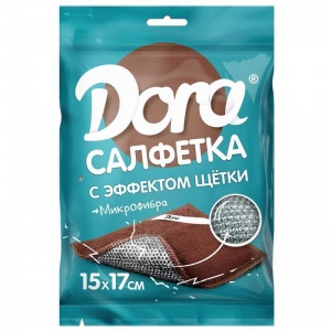 Салфетка хозяйственная Dora (17х15см) микрофибра, коричневая, 1шт.