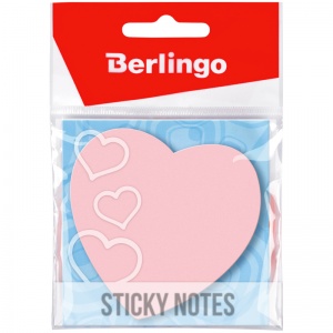 Стикеры (самоклеящийся блок) фигурные Berlingo "Сердце", 70x70мм, малиновый неон, 50 листов (LSz_76033), 24 уп.